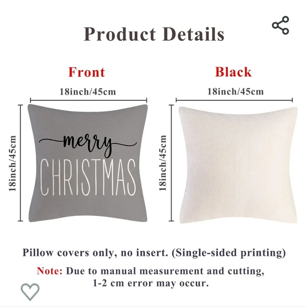 New in packaging! Set of 4 Christmas Holiday linen pillow covers decor snowflake